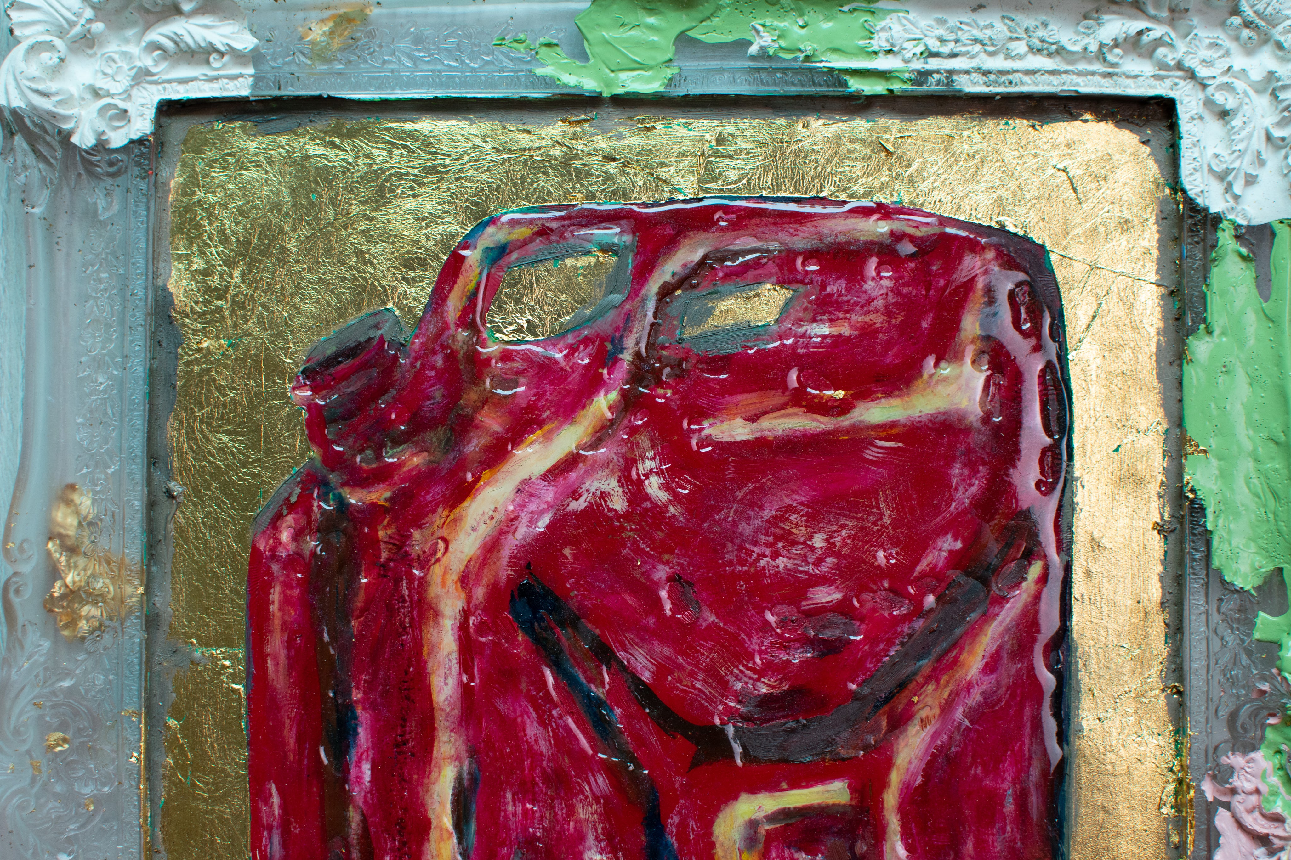 The Canister That Carried Fire  — Original artwork by Papayon – Framed resin, oil, and encaustic painting