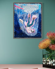 The Eighth Fall — Original artwork by Papayon – Mixed media encaustic on canvas cardboard