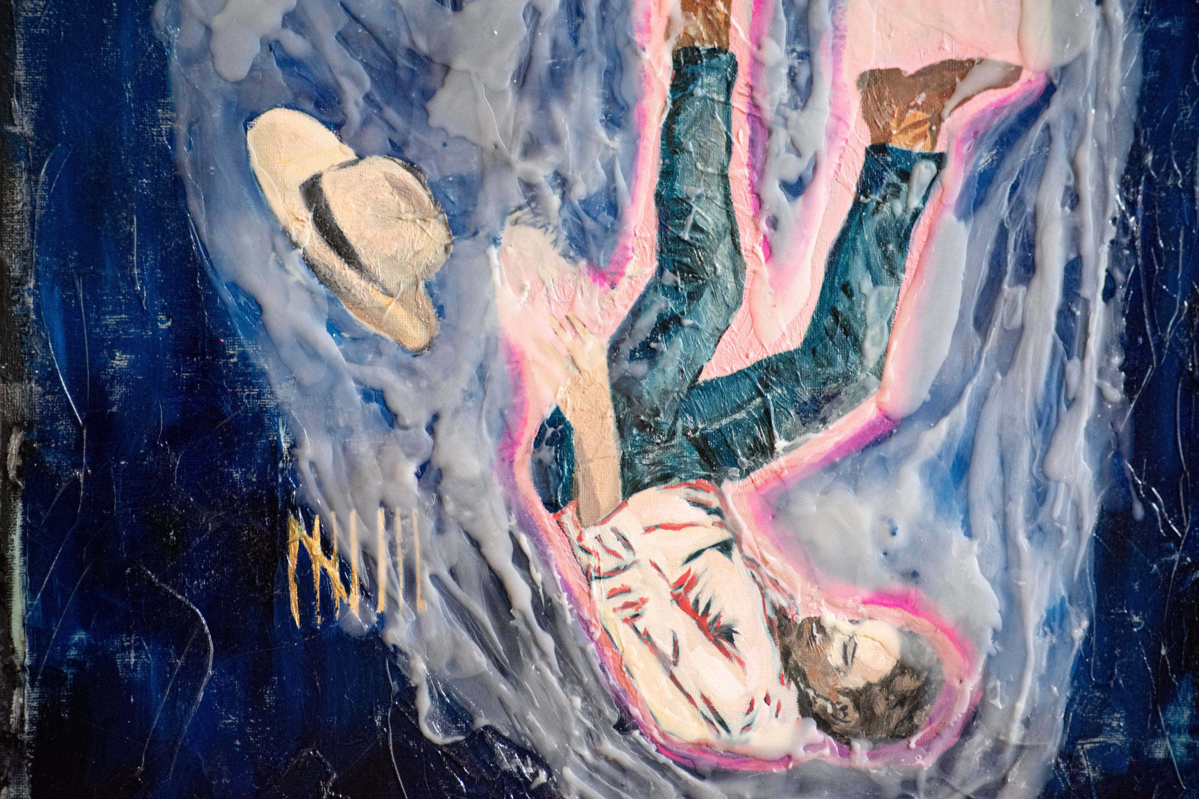 The Eighth Fall — Original artwork by Papayon – Mixed media encaustic on canvas cardboard
