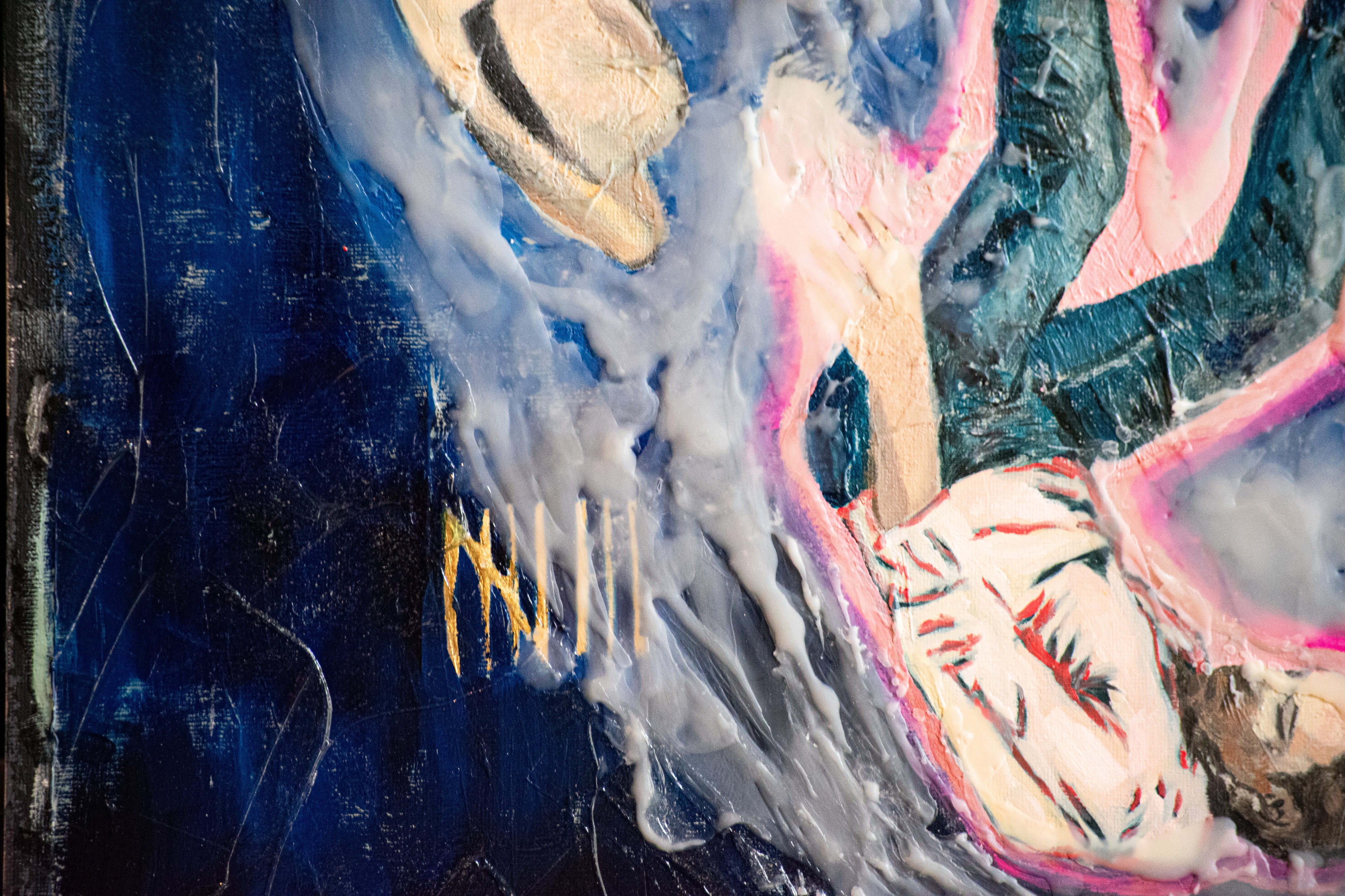 The Eighth Fall — Original artwork by Papayon – Mixed media encaustic on canvas cardboard