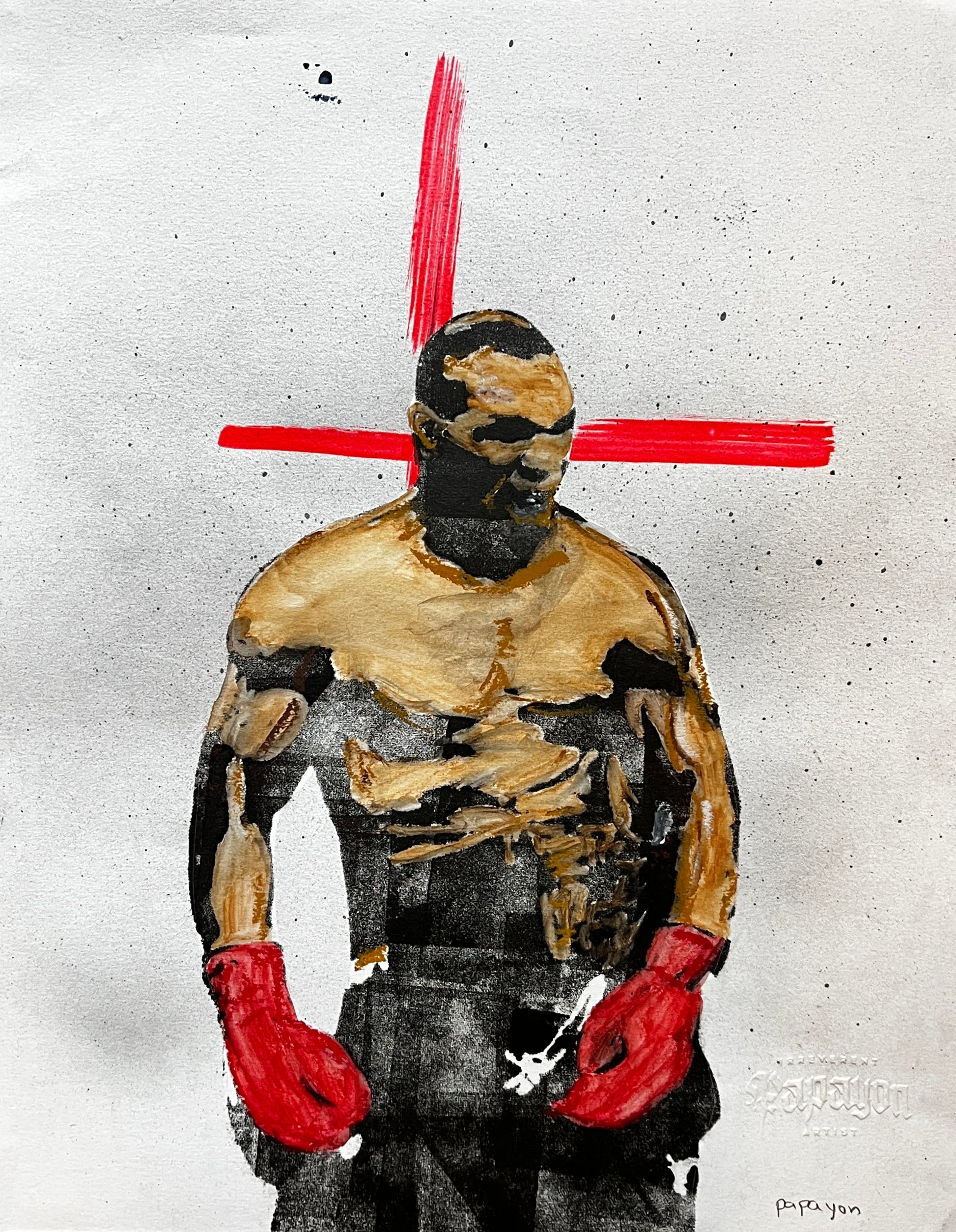 Stencil mixed media by papayon