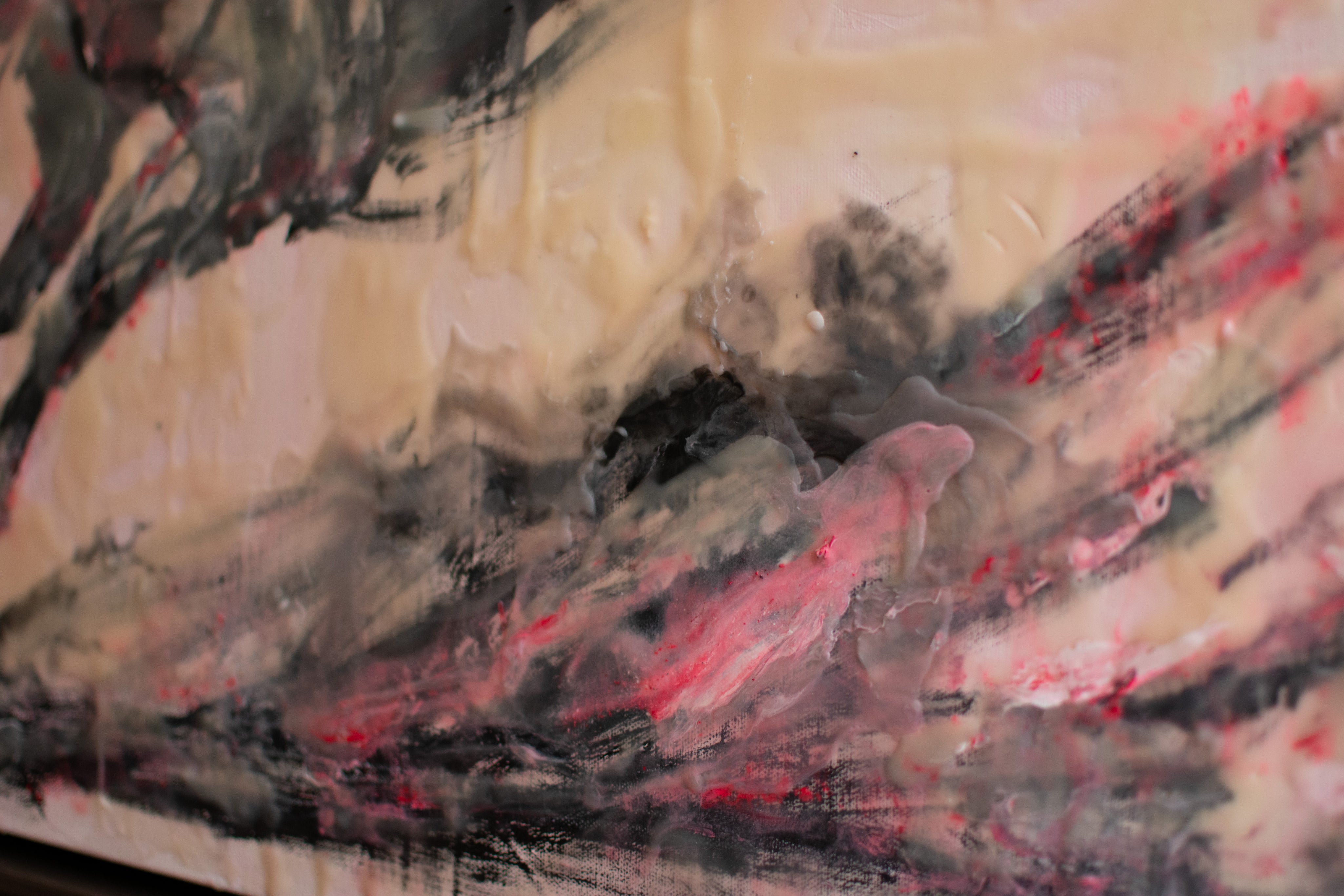 The Man Who Refuses to Stay Down — Original artwork by Papayon – Encaustic, ink and oil on canvas
