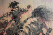 The Man Who Refuses to Stay Down — Original artwork by Papayon – Encaustic, ink and oil on canvas