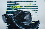 The Weight Beneath the Hat — Original artwork by Papayon – Cyanotype and ink on paper