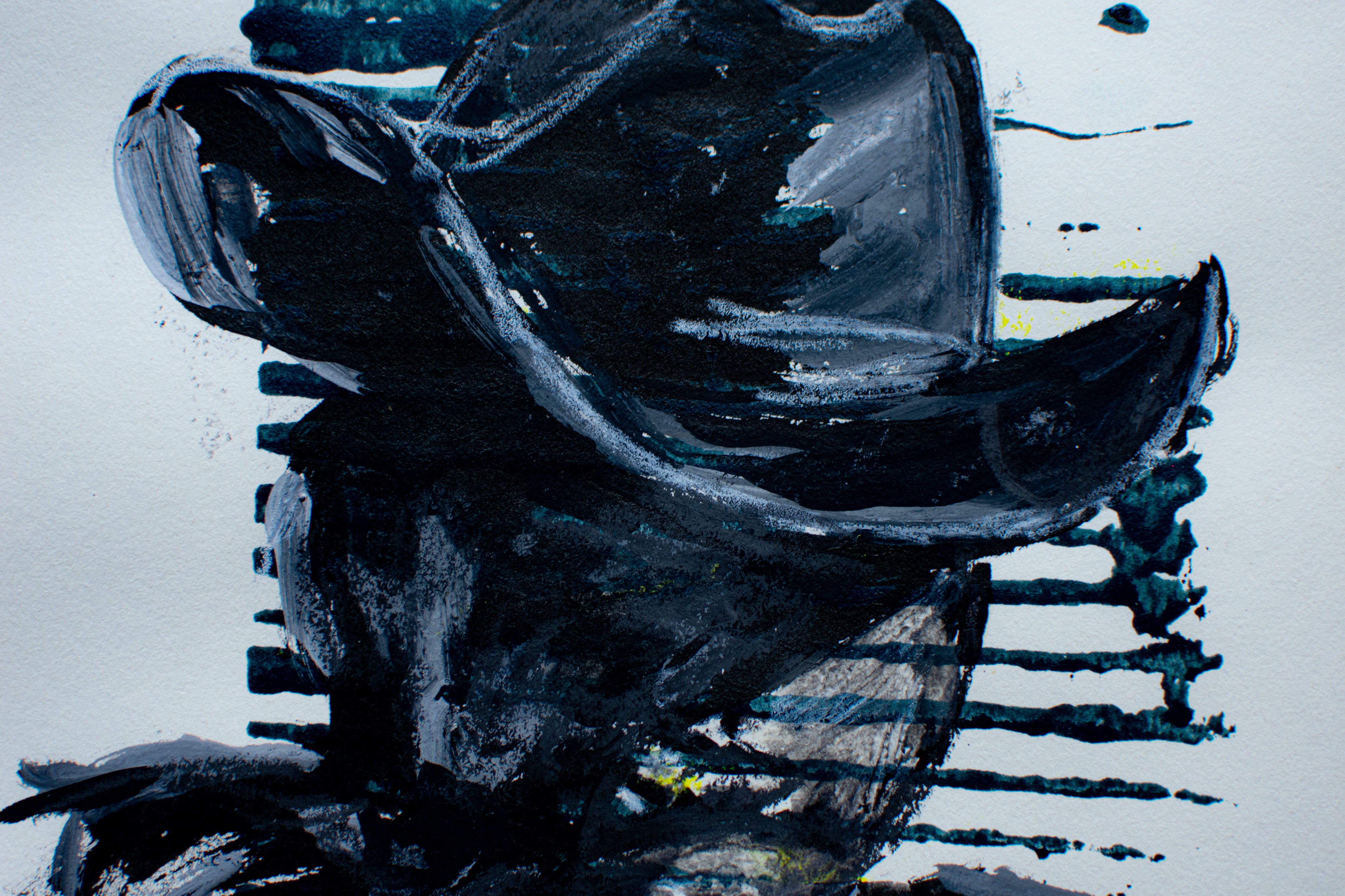 The Weight Beneath the Hat — Original artwork by Papayon – Cyanotype and ink on paper