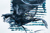 The Weight Beneath the Hat — Original artwork by Papayon – Cyanotype and ink on paper