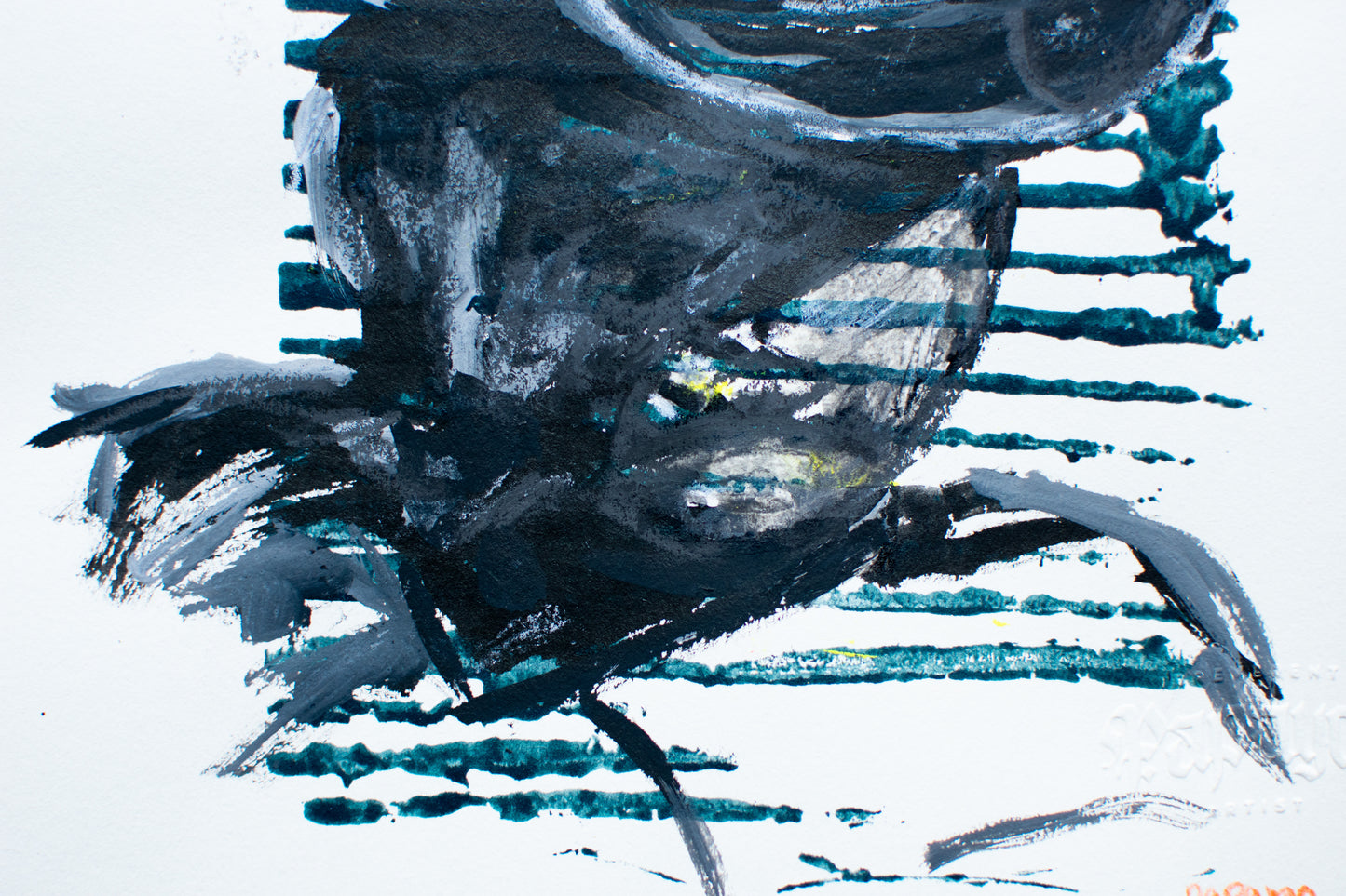 The Weight Beneath the Hat — Original artwork by Papayon – Cyanotype and ink on paper