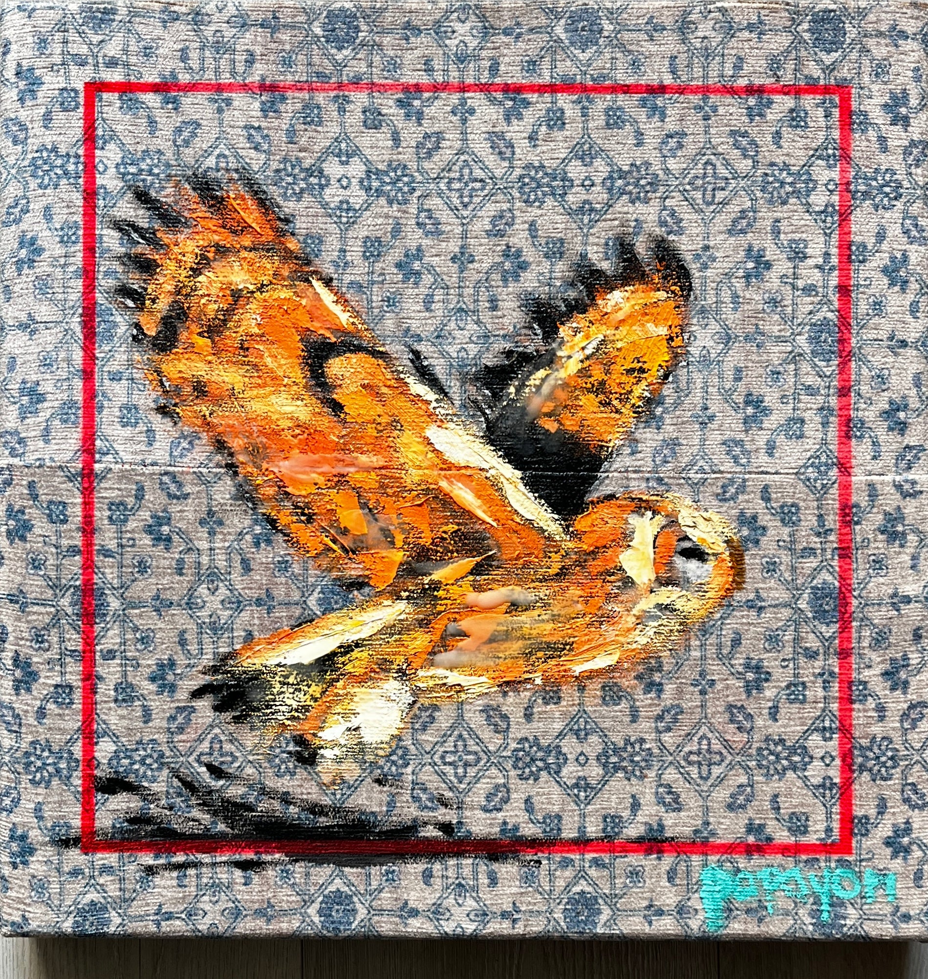 Mixed media on fabric by papayon