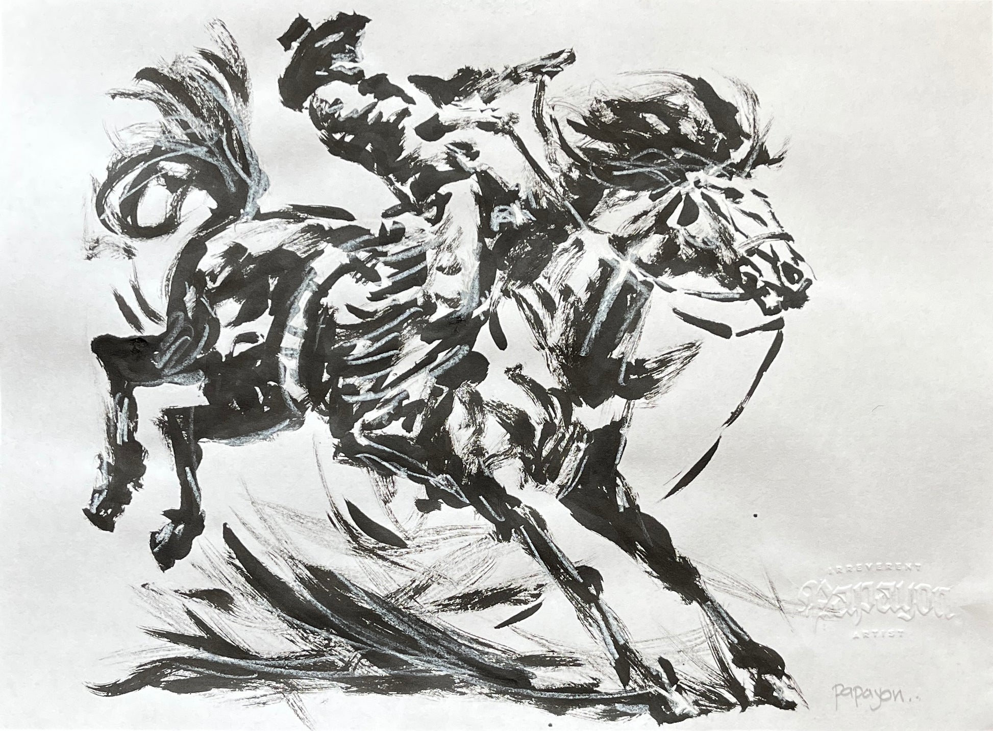 Ink on rice paper by Papayon