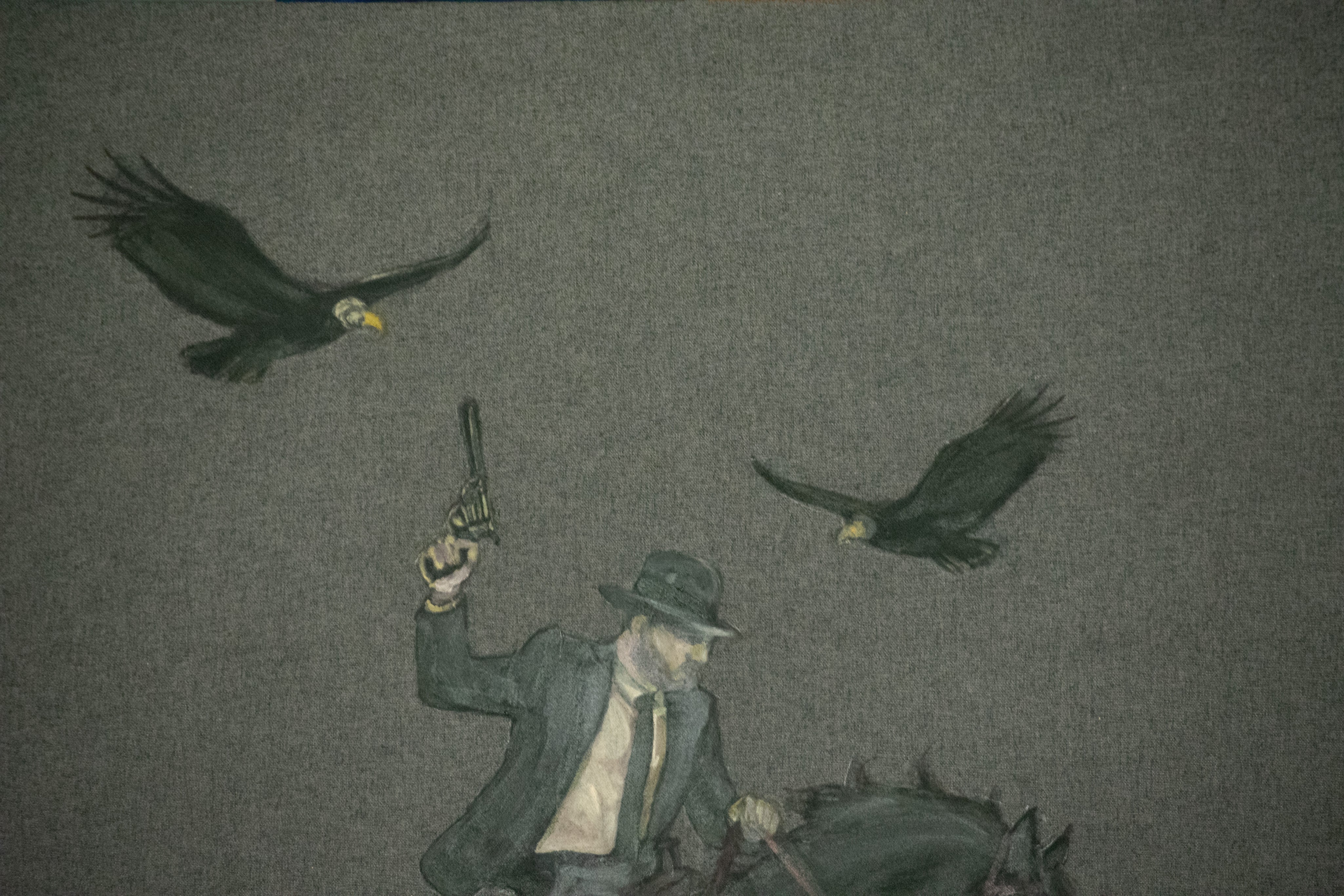 Where the Vultures Gather — Original Artwork by Papayon | Oil on raw linen 2025