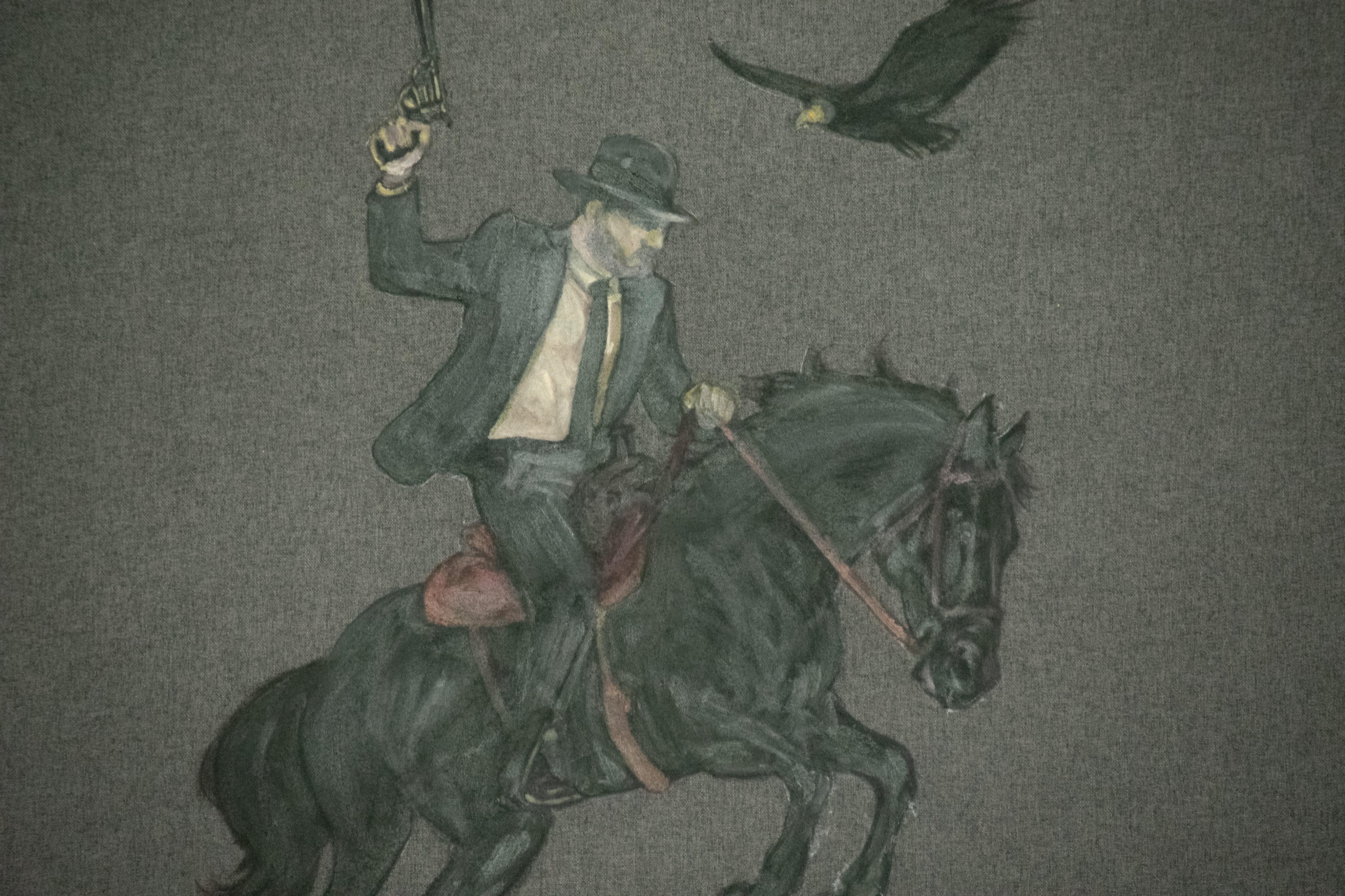 Where the Vultures Gather — Original Artwork by Papayon | Oil on raw linen 2025