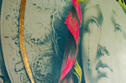 Whispers of the Revered — Original artwork by Papayon – Mixed media cyanotype on canvas
