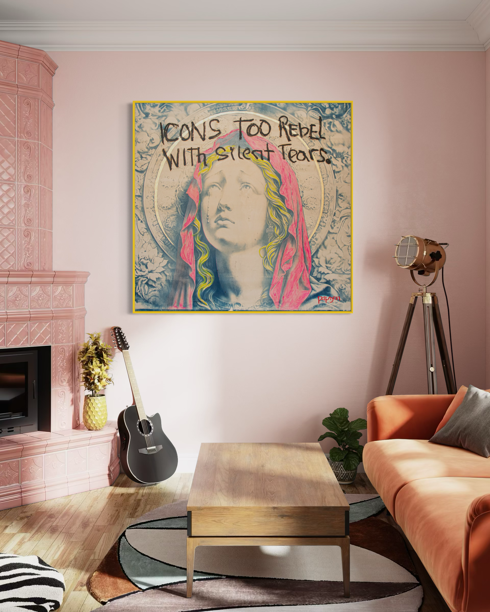 Whispers of the Revered — Original artwork by Papayon – Mixed media cyanotype on canvas
