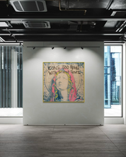 Whispers of the Revered — Original artwork by Papayon – Mixed media cyanotype on canvas