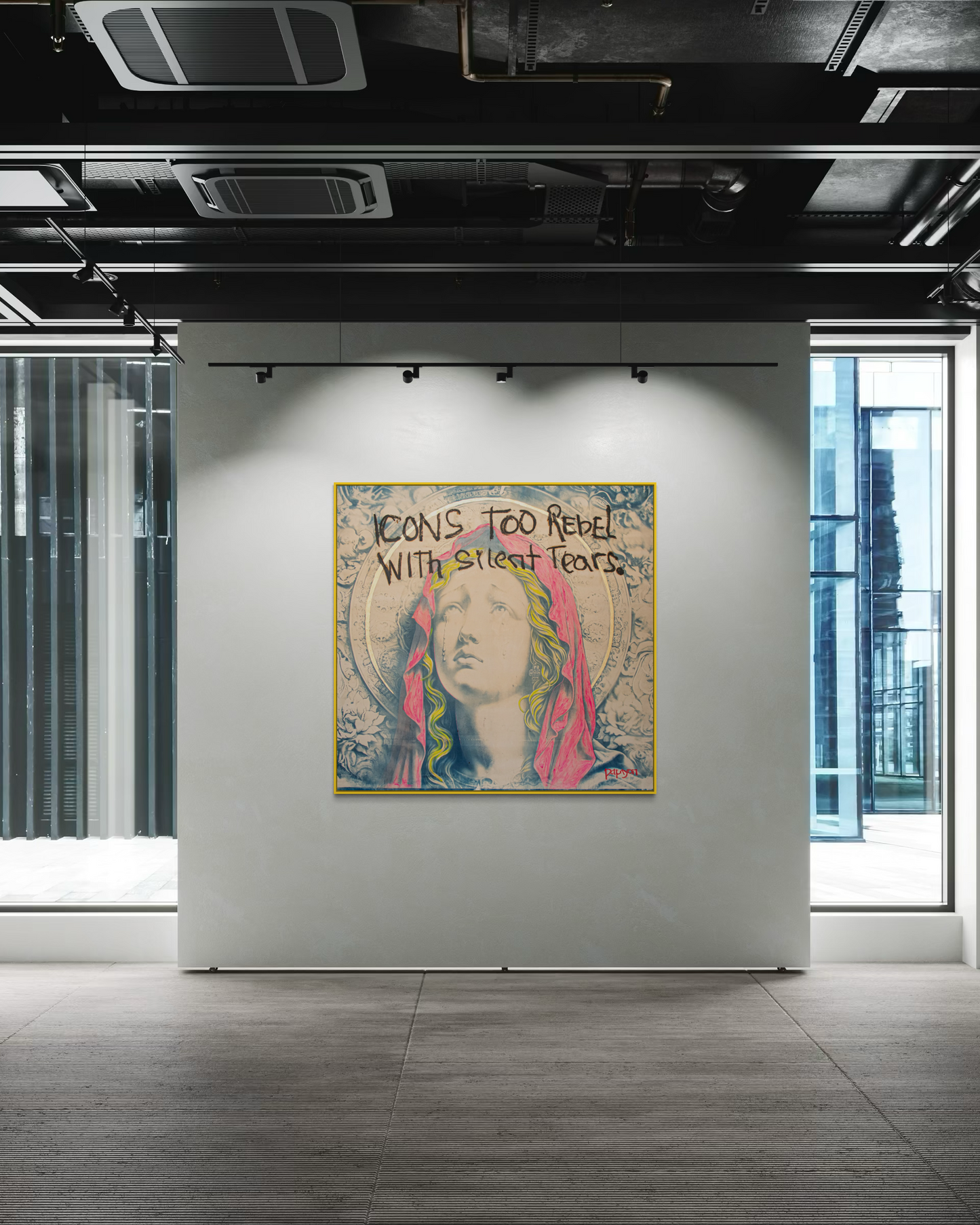 Whispers of the Revered — Original artwork by Papayon – Mixed media cyanotype on canvas