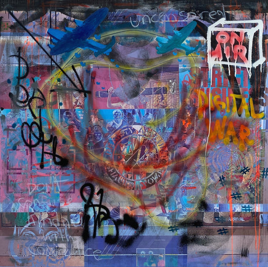 Intervention on canvas by Papayon