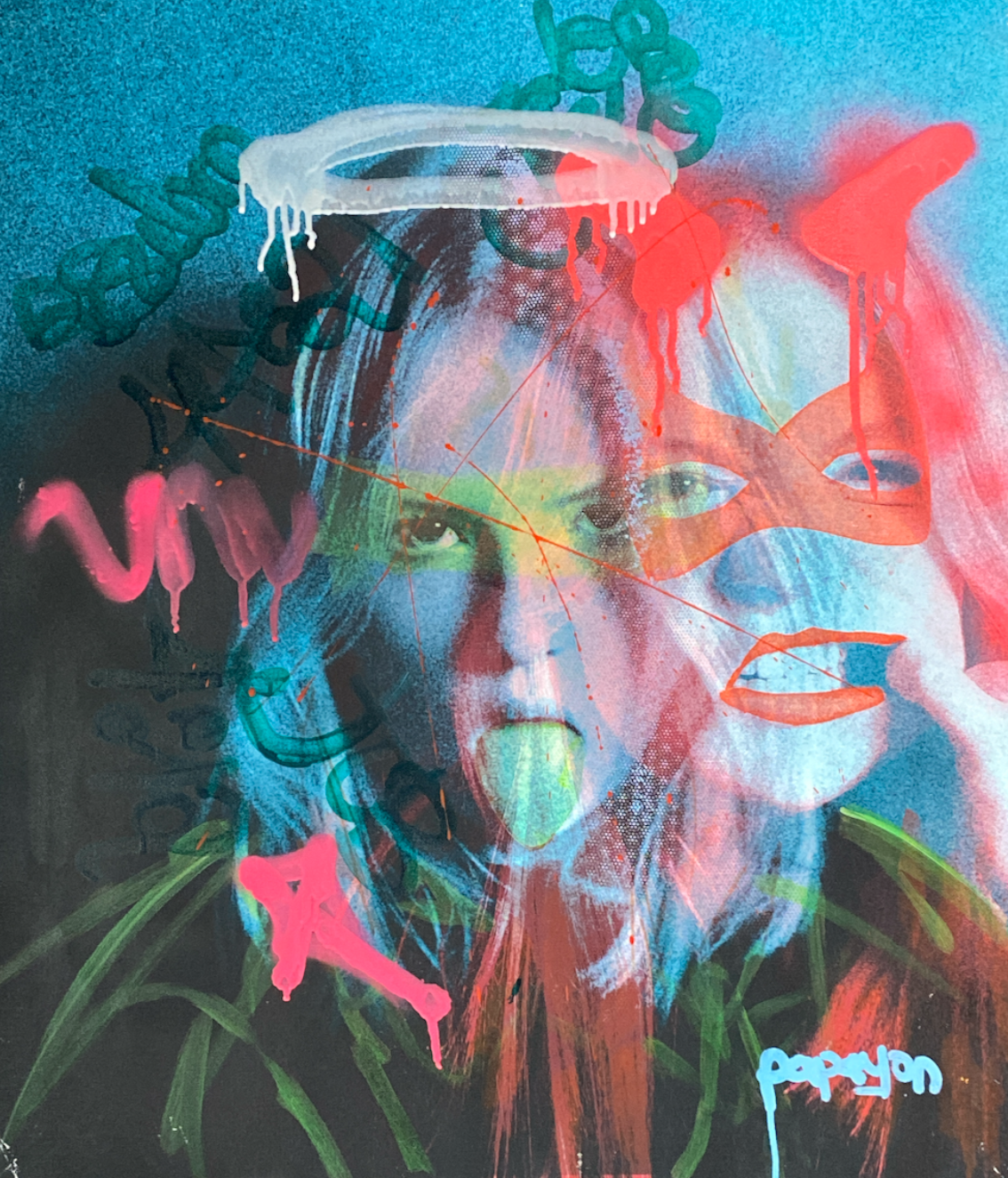 Mixed media intervention portrait