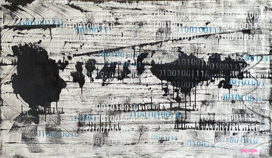 01101001 canvas — Mixed media on canvas by Papayon