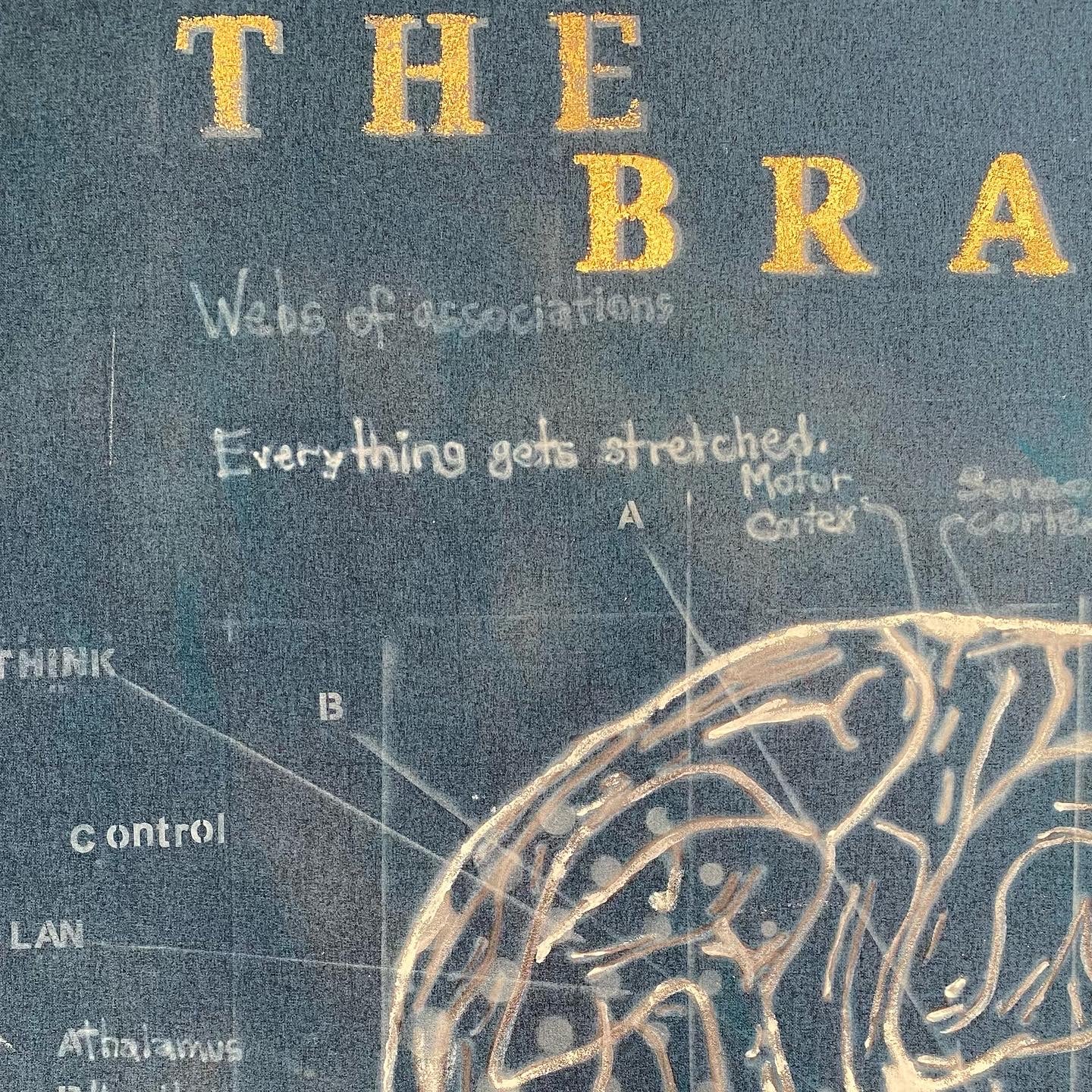 The brain blueprint — Mixed media on linen by Papayon