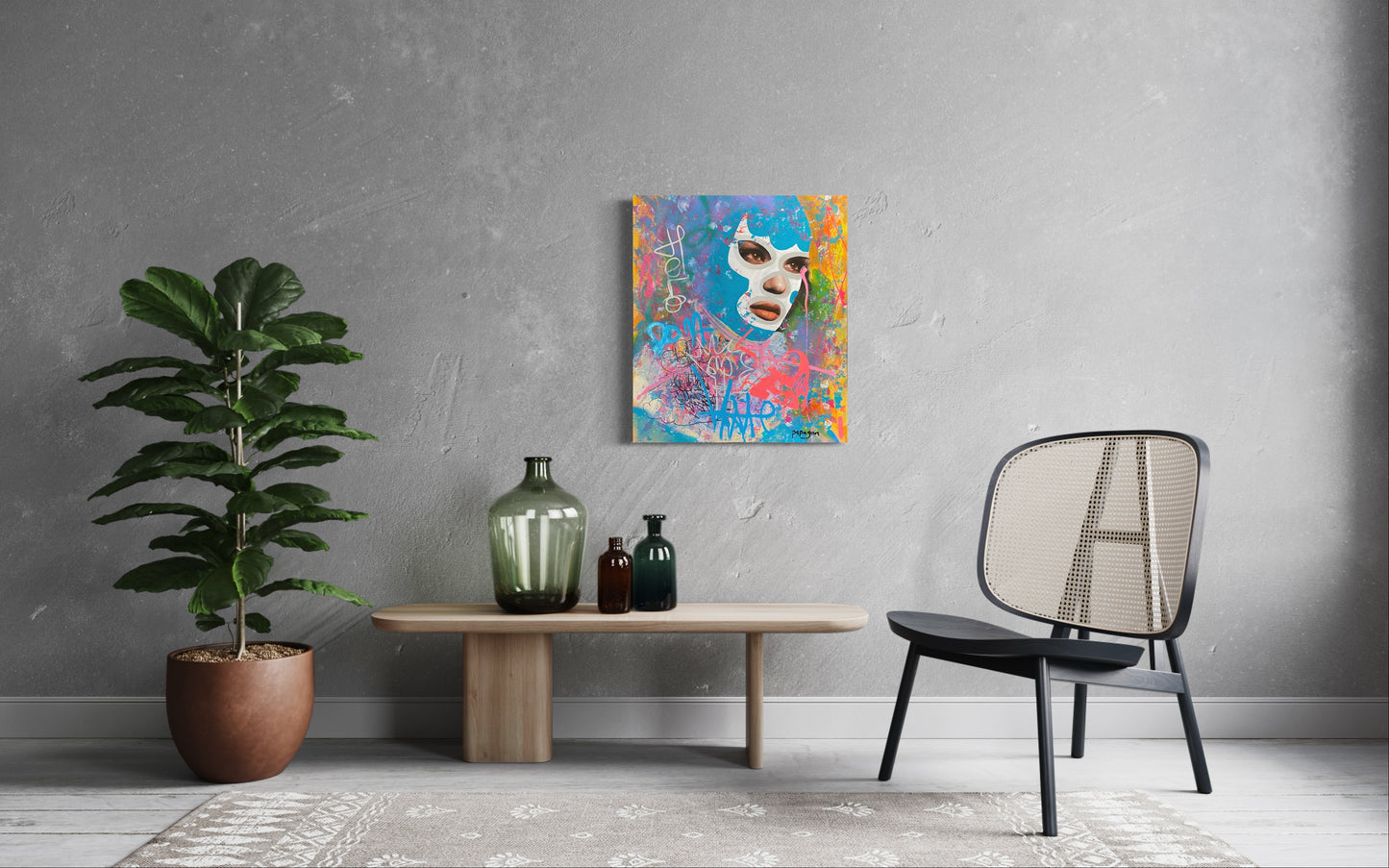 Modern lady hero — Mixed media on canvas by Papayon