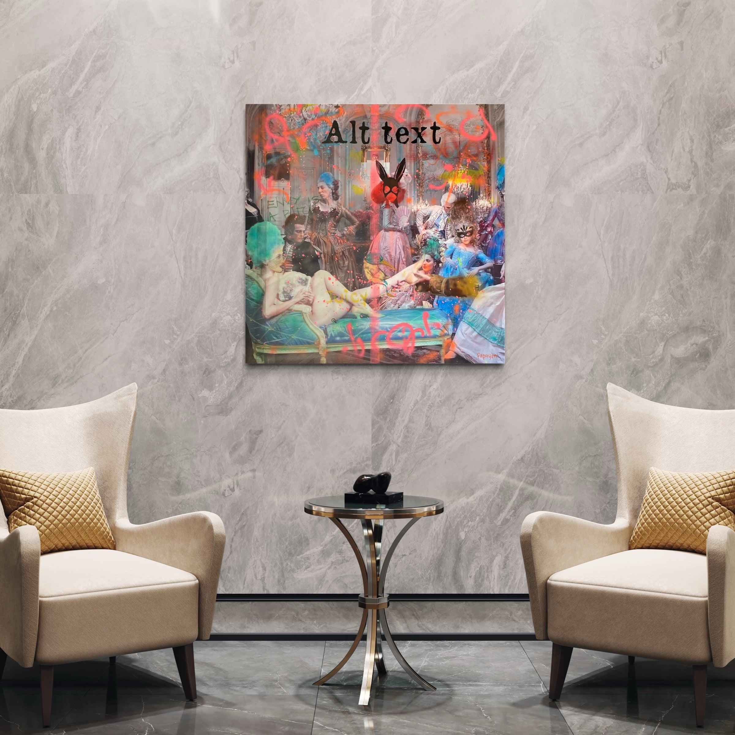 Alt text canvas — Mixed media on canvas by Papayon