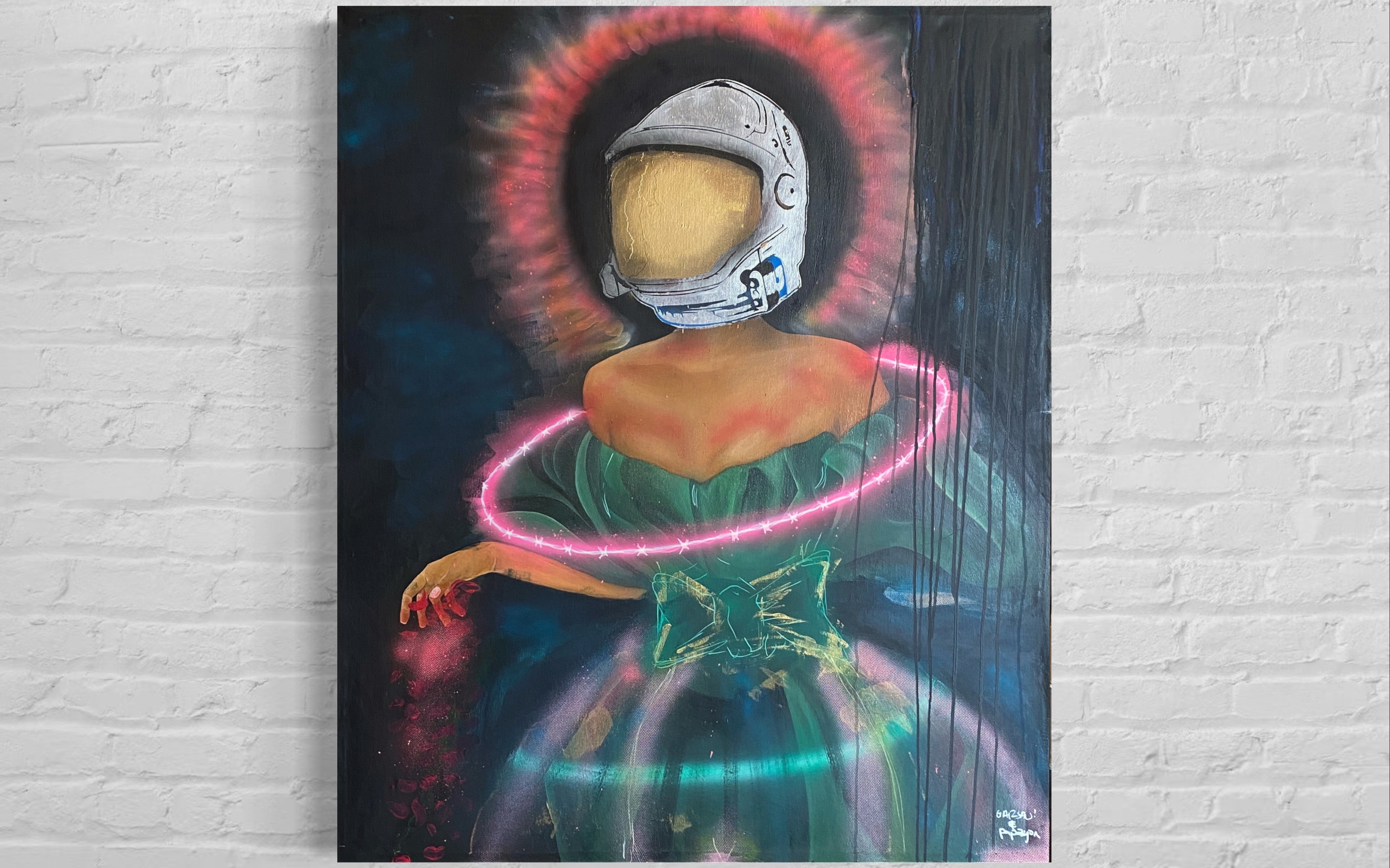 I need space — Mixed media on canvas collab Papayon and Marigarsau